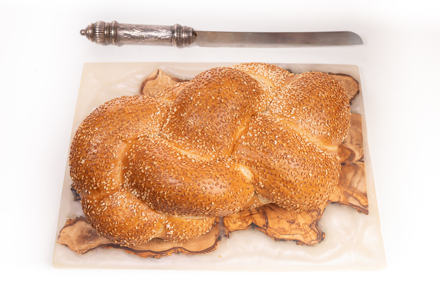 Luxury Handmade Olive Wood and Resin Challah Board