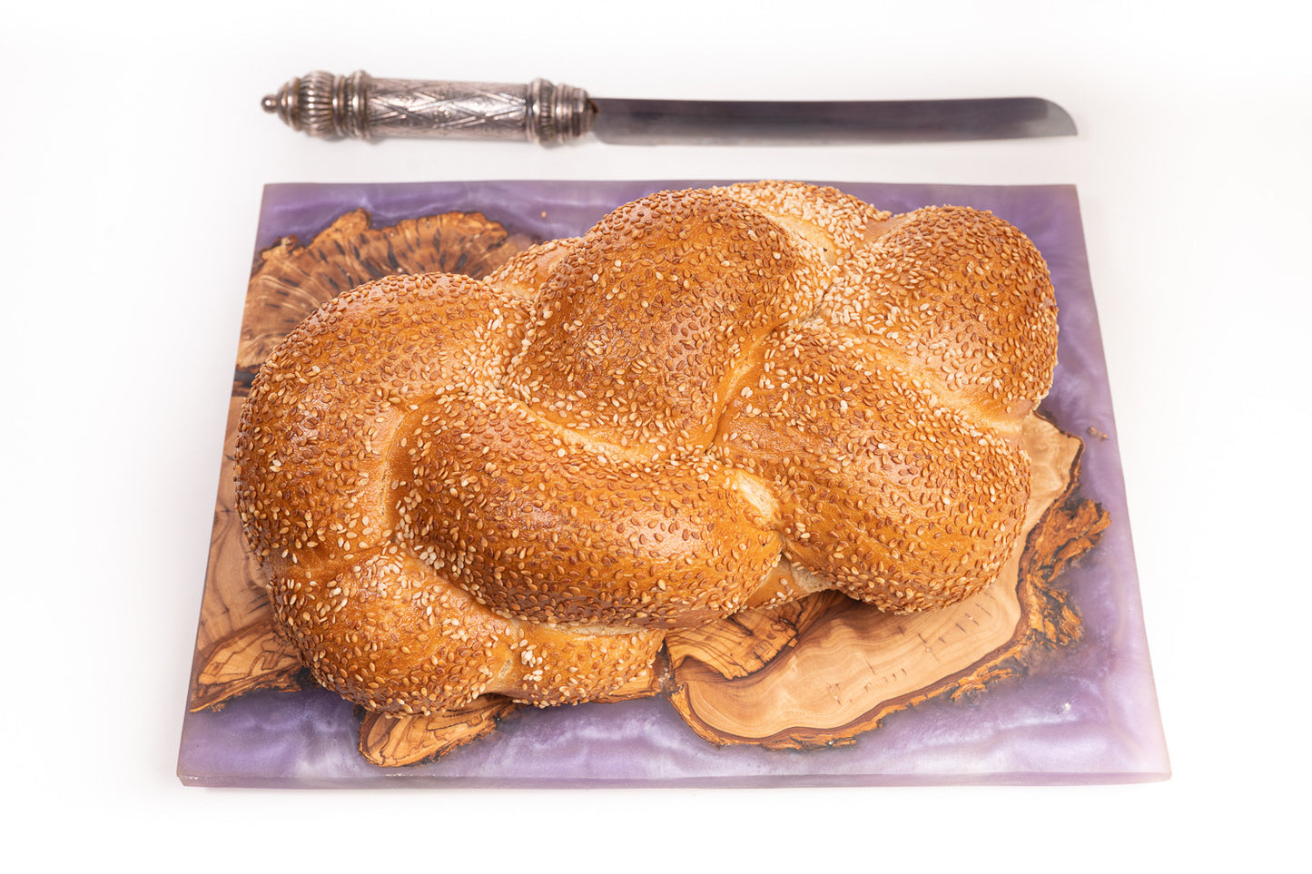 Luxury Handmade Olive Wood and Resin Challah Board