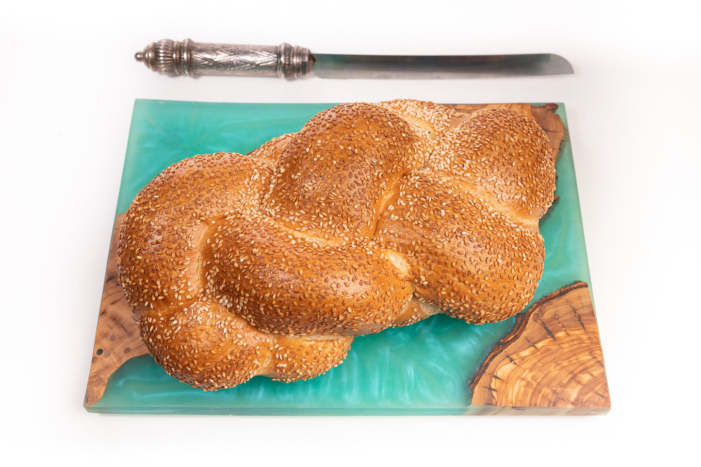 Luxury Handmade Olive Wood and Resin Challah Board
