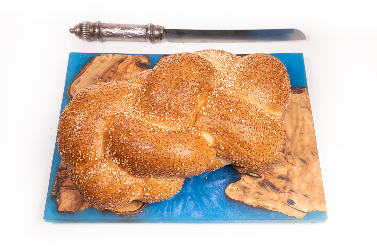 Luxury Handmade Olive Wood and Resin Challah Board