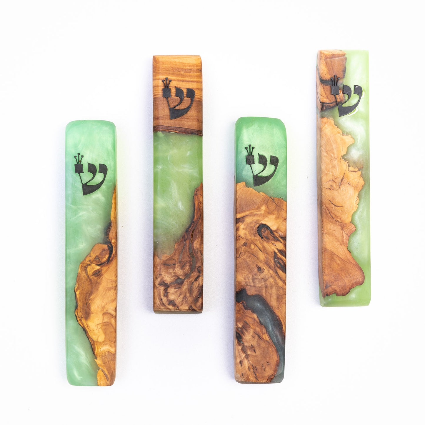 Handmade Mezuzah Cases Green Collection