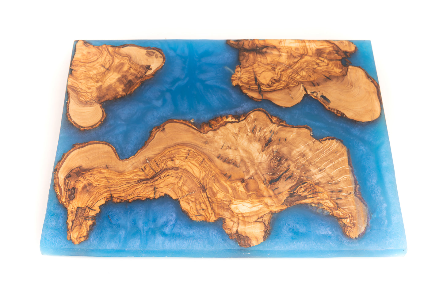 challah board made of olive wood and resin- blue collection