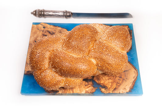 Luxury Handmade Olive Wood and Resin Challah Board