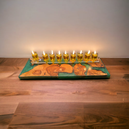 HANUKKAH MENORAH- green/terquise color