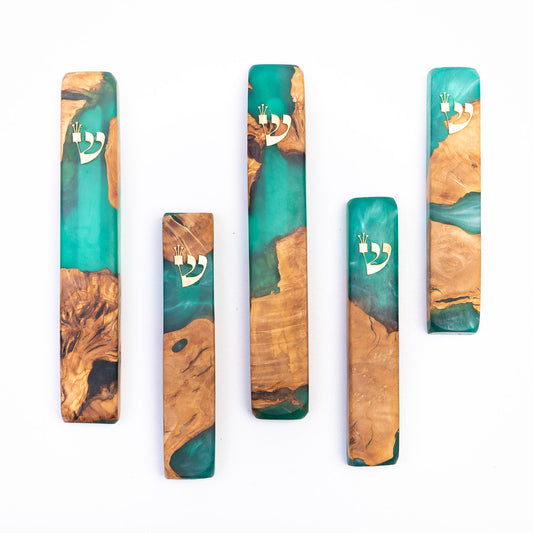 Handmade Mezuzah Cases Green Collection