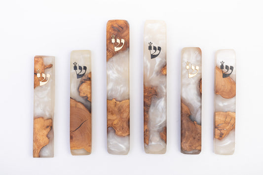 Handmade Mezuzah Cases - White Pearl Collection