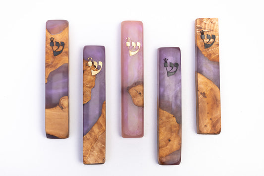 Handmade Mezuzah Cases - Purple/Pink Collection